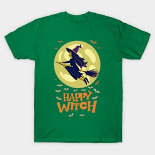 Happy witch flying on a broomstick T-Shirt